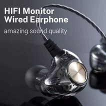 K1 인이어 이어폰 스포츠 HIFI 서브우퍼 마이크 포함 유선 이어폰(3.5mm 인터페이스), Black