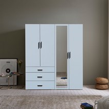 웰튼 블링카1600거울장롱셋트 800 옷장 800 이불장 800 서랍옷장 800 이불옷장 원룸 옷장 싱글 장농 거울 옷장, 블루-긴문거울이불장+3서랍장롱