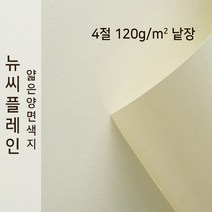 뉴씨플레인 종이문화 얇은 양면색지 120g 4절 낱장 1매 No.01 크림, 1장