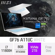 MSI 게이밍 노트북 GF시리즈 Sword GF76 A11UC_화이트 + 무선마우스&마우스패드 증정, 2TB, 8GB, 미포함