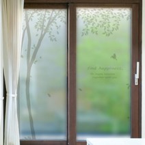바보사랑 ph300 나뭇잎이흩날리는자작나무숲 유리문시트지.꾸밈, C타입-레터링