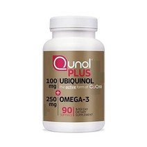 Qunol Plus Ubiquinol CoQ10 100mg 오메가 3 피쉬 오일 250mg 함유 심장 및 혈관 건강을 위한 항산화제 에너지 생성을 위한 천연 보조제 Coq10의 활
