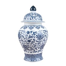 도자기 Jingdezhen 골동품 파란색과 흰색 일반 탱크 캔 차 항아리 저장 탱크, 일반 탱크 x1