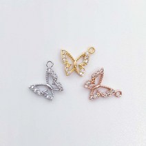 라인큐빅나비펜던트 목걸이만들기 데일리목걸이, OR(실버)