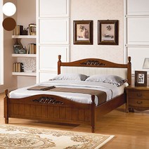 데이크 엔틱 마호가니원목 퀸 침대, 색상, 화이트