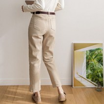 오슈 여성 수수한 베이직 일자핏 데일리 면바지