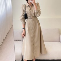 가을 여성 트렌치 벨트세트 포켓 셔츠 롱원피스