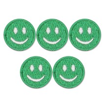 [동대문패션포인트] 스마일 자수 패치 와펜, 미니스마일(19X19mm), 5개입, 그린
