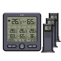 Decdeal 무선 실내외 디지털 온습도계 TS-6210, 1개, 블랙