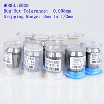 콜릿 척 볼트 탭 밸브 AA 고정밀 0.008 1/2 1/4 1/8 및 1-13mm ER20 콜렛 스프링 CNC 밀링 선반 도구 척, 06 ER20-6.35mm