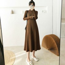 이노뱅크 INNOBANK 반목 니트 플레어 원피스 ZHA264