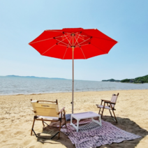 국산 이단파라솔 카페 감성파라솔 캠핑 꺾임파라솔 대형파라솔 높낮이파라솔 비치파라솔 야외 정원파라솔 각도조절 높낮이조절, 높낮이(우드), 적색