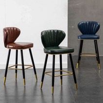 아일랜드식탁의자 바체어 카페 쉘디자인 인테리어, 네이비 블루 가죽 앉은 높이 55CM