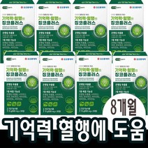 징코플러스 은행잎추출물 혈액 순환 에 좋은 두뇌 기억력 영양제 혈행 개선 도움 뇌 약8개월분(8박스)