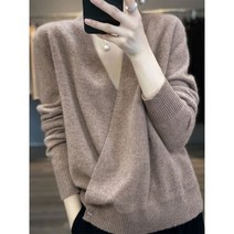 가을 겨울 울 스웨터 여성 100% 루즈하고 부드러운 v넥 니트 가디건 센스 틈새와 칼라