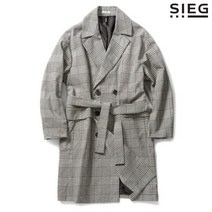 지이크 글렌 체크 코튼 블렌디드 더블 트렌치 코트 (PBNAH7311)