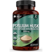 영국 뉴리프 프로덕트 NEW LEAF 실리엄허스크 차전자피 2000mg with 프로바이오틱스 120캡슐, 1팩