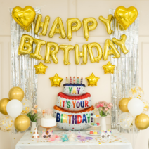 파티프렌즈 생일 파티 용품 12종 세트, 골드B