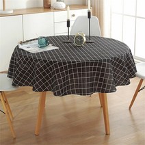(주)트리 인천가정지사 모던키친 원형 식탁보(100cm) (블랙 체크) (8726310)