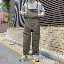 남녀공용 커플 아메카지 워싱 빈티지 작업복 오보롤 와이드 멜빵바지 3color