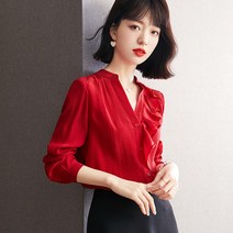 가을 블라우스 블라우스 가을 레드 블라우스 프릴 탑