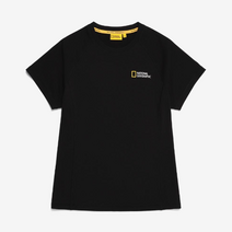 (국내매장판/AS가능) 내셔널 지오그래픽 여성 파인번팅 스몰 로고 블랙 베이직 여름 반팔 티셔츠