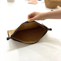 애시드 손뜨개 뜨개가방 클러치용 안감파우치 뜨개질DIY패키지, 브라운지퍼