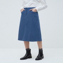 헤지스 블루 면 코듀로이 스커트 HSSK2D909B2