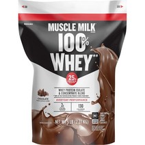 Muscle Milk 100% Whey Protein 머슬밀크 100%웨이 프로틴 파우더 초콜릿 분리유청 & 농축 5lb(2.27kg)