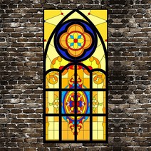 북유럽 성당 교회 창문 스테인글라스 썬팅지 시트지 베란다 유리 거실창 애칭 윈도우 시트, E101