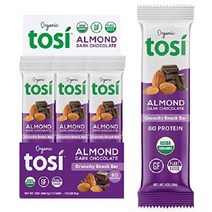 Tosi 식물성 단백질 바 SuperBites 너트 바(12팩) 캐슈 스낵 크런치 스낵바 섬유질 아마 및 치아씨드(각 1oz), 아몬드 다크 초콜릿