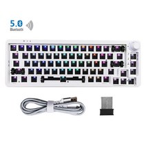 LK67/KF068 핫 스왑 기계식 키보드 DIY 키트 무선 블루투스 3 모드 Compatiable3/5 핀 스위치 노브 RGB, 한개옵션2, 04 3 Mode White, 한개옵션1