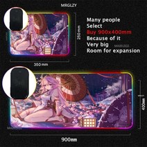 원신 장패드 마우스패드 게이밍 Genshin Impact Shenhe RGB LED 마우스 패드 무선 충전 러그 한 Yae Miko 게임 Typec, 10_250X350X3MM