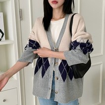 끄레아또레 끄레아또레 멋스런 체크 박시한 가디건 GL21CMA401