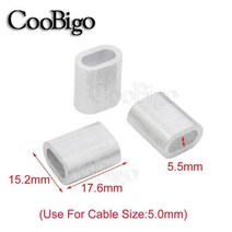 50개 132 516 구멍 알루미늄 케이블 압착 슬리브 케이블 페룰 스톱 스네어 와이어 로프 클립 스웨이지 트랩 배럴 피팅, 노란색