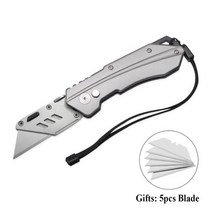 노가다칼 유틸리티 등산용 나이프 칼 다기능 편지지 휴대용 접는 종이 상자 커터 교체 가능한 샤프 블레이드 포켓 ​​나이프 쿨 edc 도구, 하얀, 1개