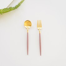 큐티폴고아 로즈 디저트스푼 포크 2종세트 (골드)