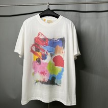갤러리 뎁트 레인보우 골드 레터링 화이트 순면 반팔티