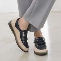 색상이 예쁜 여성 패션 운동화 발편한 밴드 가죽 슬립온 단화 굽3cm