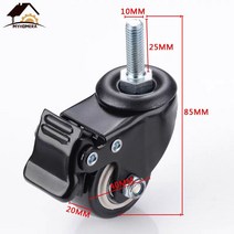 Myhomera-가구 캐스터 고무 360 회전 8mm 10mm 50kg 1.5 인치 나사 플레이트 바퀴 소파 트롤리, 05 M10 Screw with Brake