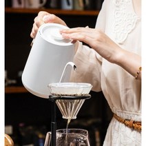 차량용커피포트 전기 캠핑 차박 TIMEMORE Store 물고기 스마트 커피 주전자 구즈넥 600-800ml 220V 주방용 플래시 열 온도 제어 냄비 가전 전자 강력한 편리한, White thin 600ML
