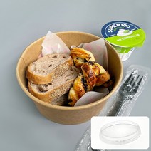 [소행섬] 크라프트 원형 용기 1100cc (박스 단위), 300개입, [뚜껑] 뚜껑 PET 160, 1개