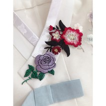 [그레이스샵] 수공예 한복 악세사리 만들기 부자재 한복장식 자수 꽃 열패치 1pcs