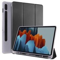 삼성 갤럭시 탭 s8 s7 113939용 태블릿 케이스 sm-t870 갤럭시 탭 s7 s 7 fe s8 플러스 커버 케이스용 연필 홀더 폴리오 쉘 포함, S7 플러스 12.4인치, 검은 색