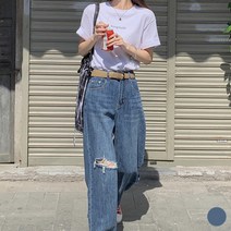 0 velys 무릎 찢청 와이드 팬츠 CSP1174