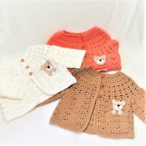 코바늘 DIY 탑다운 곰돌이 아기 가디건 동영상패키지, 0~12개월, 21.연베이지, 1개