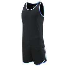 마라톤복 남성 여성 5월 달리기 러닝 마라톤대회 복장 남성 조끼 + 반바지 패션 솔리드 컴피티션 스프린트, 01 black_01 M