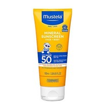 Mustela 머스텔라 민감 피부용 미네랄 페이스 바디 Spf 50 베이비 선크림 무향 방수 100ml