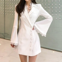 SAMARA op05112하객룩 레이스패치 더블버튼 정장원피스