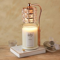 스퀘어 크리스탈 타이머 높이 불빛조절 루시드 타이머 캔들 워머 + 천연소이캔들 750g세트, 다우니750g, 루시드_로즈골드화이트(타이머)